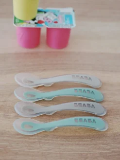 Lot 4 Cuilleres 2Eme Age Silicone Velvet Grey / Sage Green