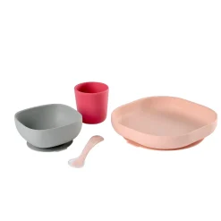 Set Vaisselle Silicone 4 Pieces Pink